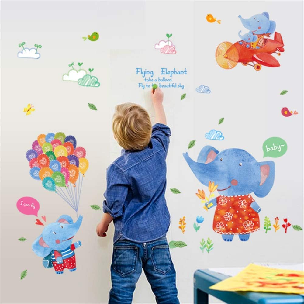 Sk7032  Elephant Kids Play Room Bedroom Nursery Kindergarten Removable Self-Adhesive Tile Wall Stickers