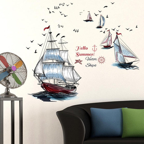 SK9310 Sailing Boat Wall Sticker [60 x 90 cm]