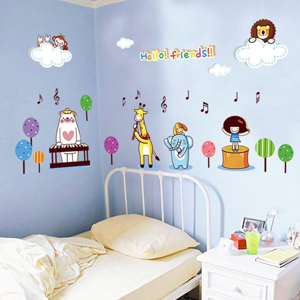 Colorful Flowers Butterflies Trees Wall Stickers Cartoon Animals Removable Wall Decals Home Decor PVC Art Mural Baby Boys Girls Kids Bedroom Kitchen Room Decoration  size 60x90 nc013