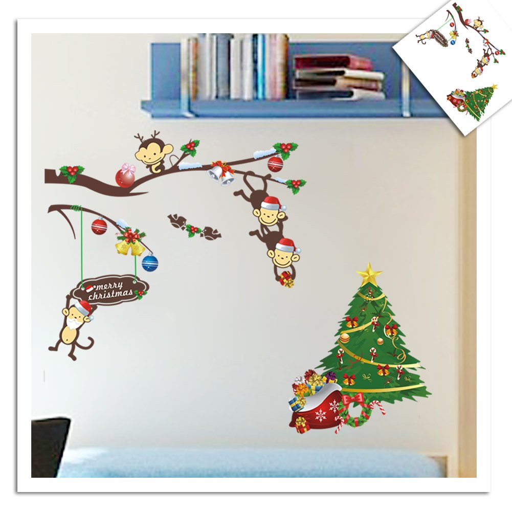 Zy1209 hayabusa TM "Christmas Monkey" kid room Wall sticker Home Decor Hot Selling nursery school Home Decor Art Kids /Nursery Loving Gift