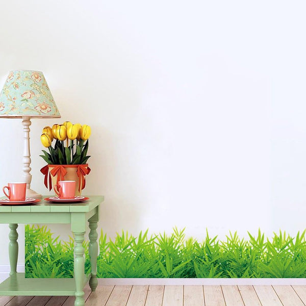 Fresh Green Grass Corner Skirting Board Removable Wall Sticker Sk7016