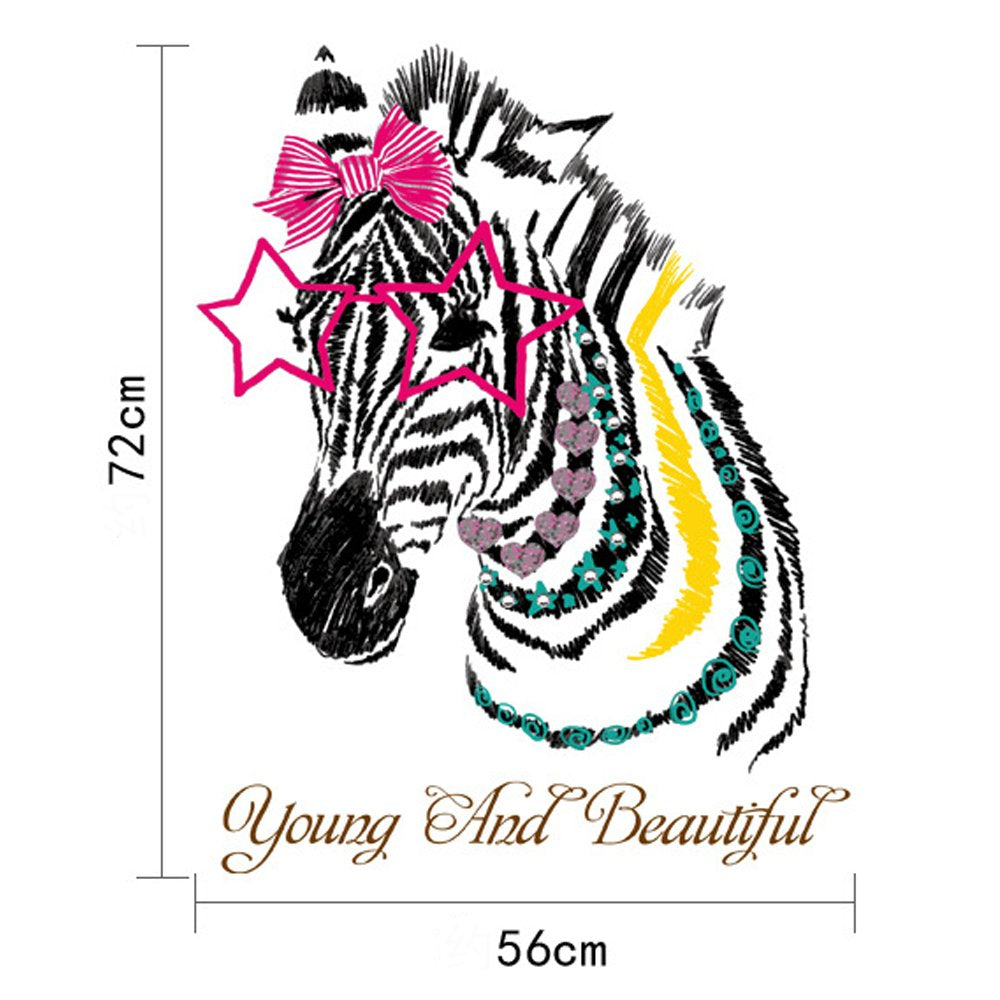 Butterflies Flowers Trees Wall Stickers Cartoon Animals Removable Wall Decals Home Decor Art Mural Baby Boys Girls Kids Bedroom Kitchen Room Decoration Wall Sticker (Beautiful Zebra)