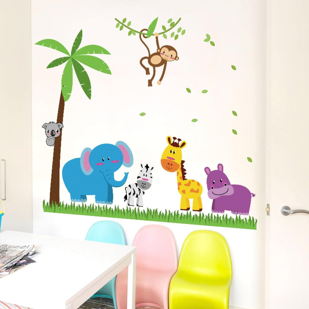 Elephants And Monkey Self  Wall Sticker SK9039