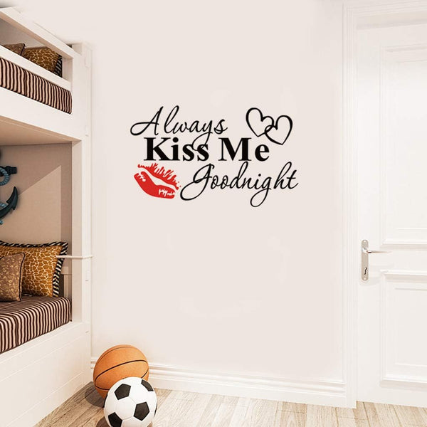 DF5401 English Love Proverbs Wall Sticker, Always Kiss Me Goodnight Wall Decal, Warm Inspirational Quotes Removable Art Vinyl Decor for Bedroom, Baby Room, Living Room