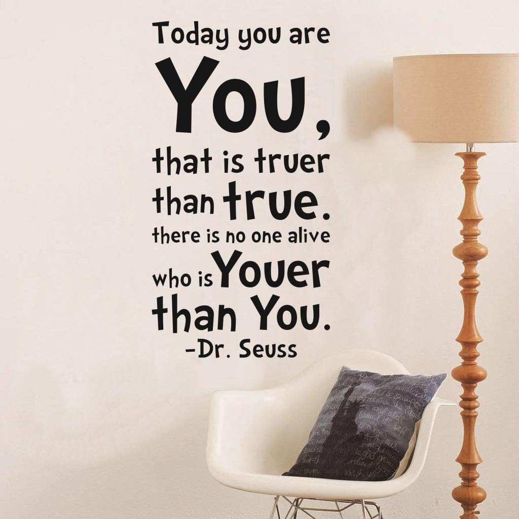 Summer Today You Are You That is Truer Than True Quote Home Decal Dr. Seuss Black Wall Decor