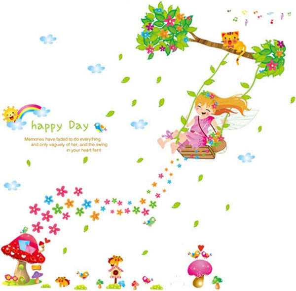 Fashionbeautybuy - Adhesivo decorativo para pared, diseño de flores de arco iris, para decoración del hogar, papel pintado de PVC, para sala de estar, adultos, adolescentes y niños size 50x70 ay7270