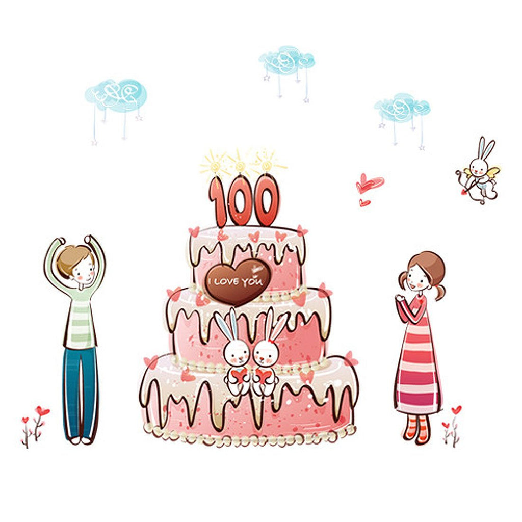 Cake Boy Girl Print Self-adhesive Wall Sticker Decal Wallpaper 70x50cm