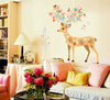 Wall Stickers Large Size PVC Removable Lovely Ska Deer Decorated with Colorful Flowers Trees for Kids Wedding Room Home Decals Mural Restaurant Bedroom Sitting Room Sofa TV Background (AY9171