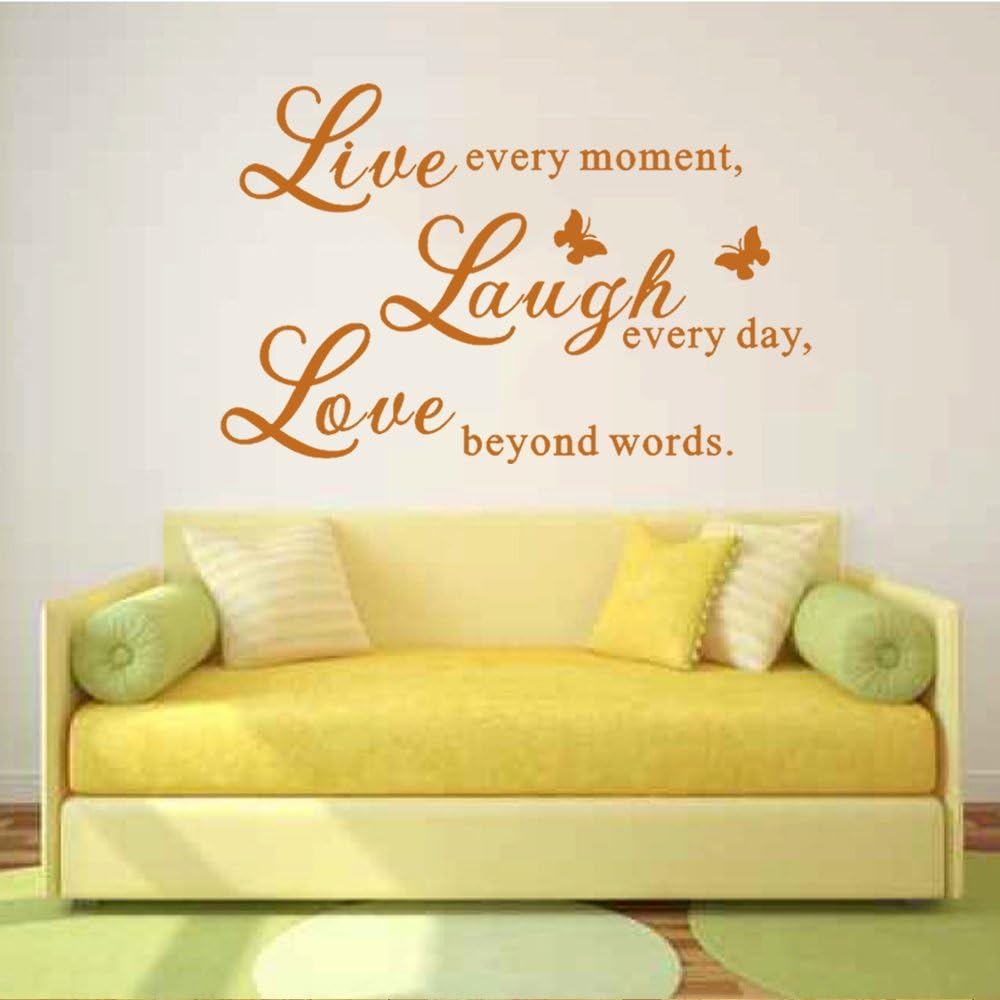 Live Love Laugh - Wall Sticker Art Mural Quote Lettering Living Room Decal (Brown, X Large)