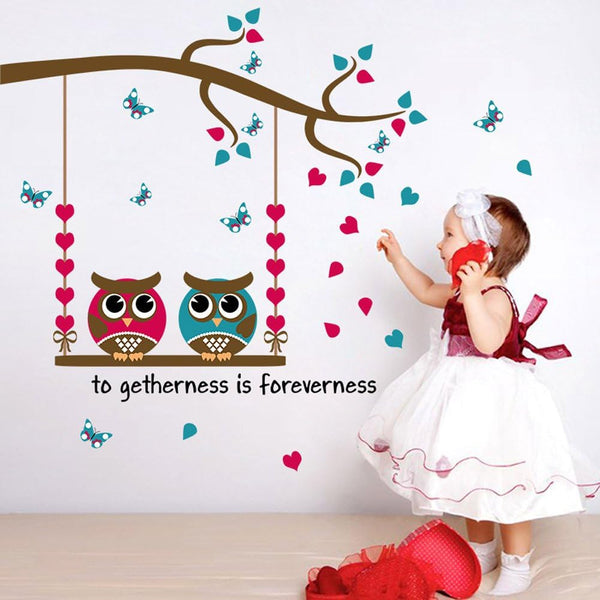 Hm31001 Wall Sticker Decoration Wall Decor Wallpaper Sticker Goods Wall Rental Room OK Owl Butterfly Butterfly Love Love Tree Swing Two Owls Beautiful Wall Sticker