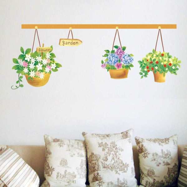 Ays620 Wall Stickers Corridor Living Room Bedroom Background Wall Decoration Potted Flower Basket Flower Plant