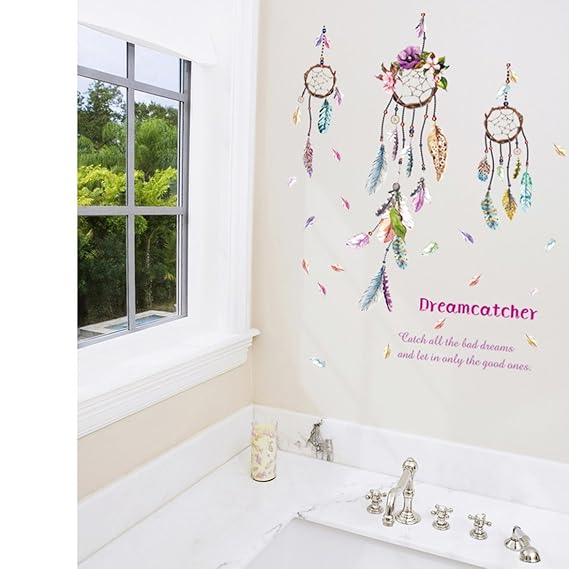 Cortina Dreamcatcher Art Theme Wall Sticker (Vinyl, 46 cm x 5 cm x 5 cm, PNB-SK9051)
