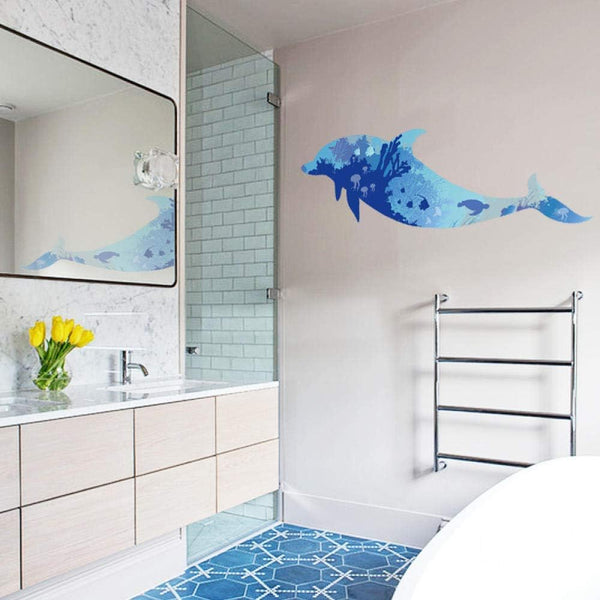 GaoF Pegatinas de Pared de delfín Azul para niños y niñas, calcomanías de Vinilo extraíbles Autoadhesivas para Pared, decoración del hogar DIY