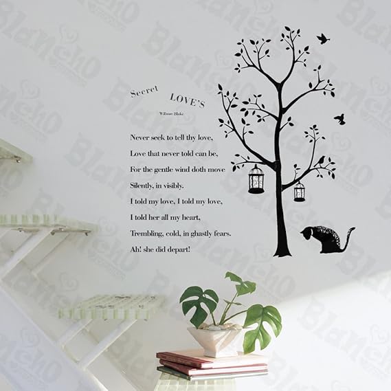Poem & Cat - Interior Wall Sticker Applique Wallpaper 32cm*60cm