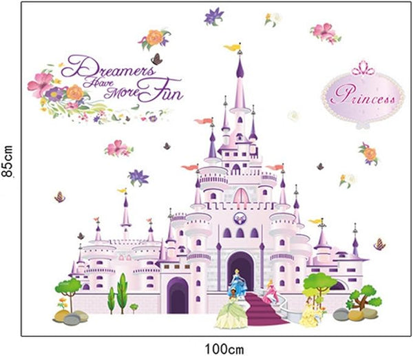 Cartoon Castle Wall Decal Home Sticker Paper Removable Living Room Bedroom Art Picture DIY Mural Girls Boys Kids Nursery Baby Playroom Decoration  size 60x90  df5079