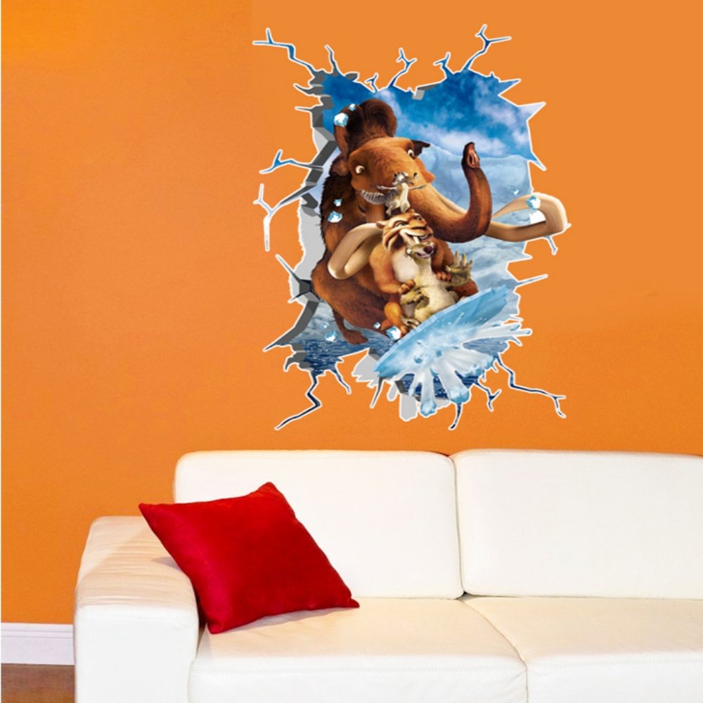 XL8123 EasiTool 3D Wall Stickers Ice Age Room Decals Waterproof Dimensional Decor Home Decor Bedroom Sticker