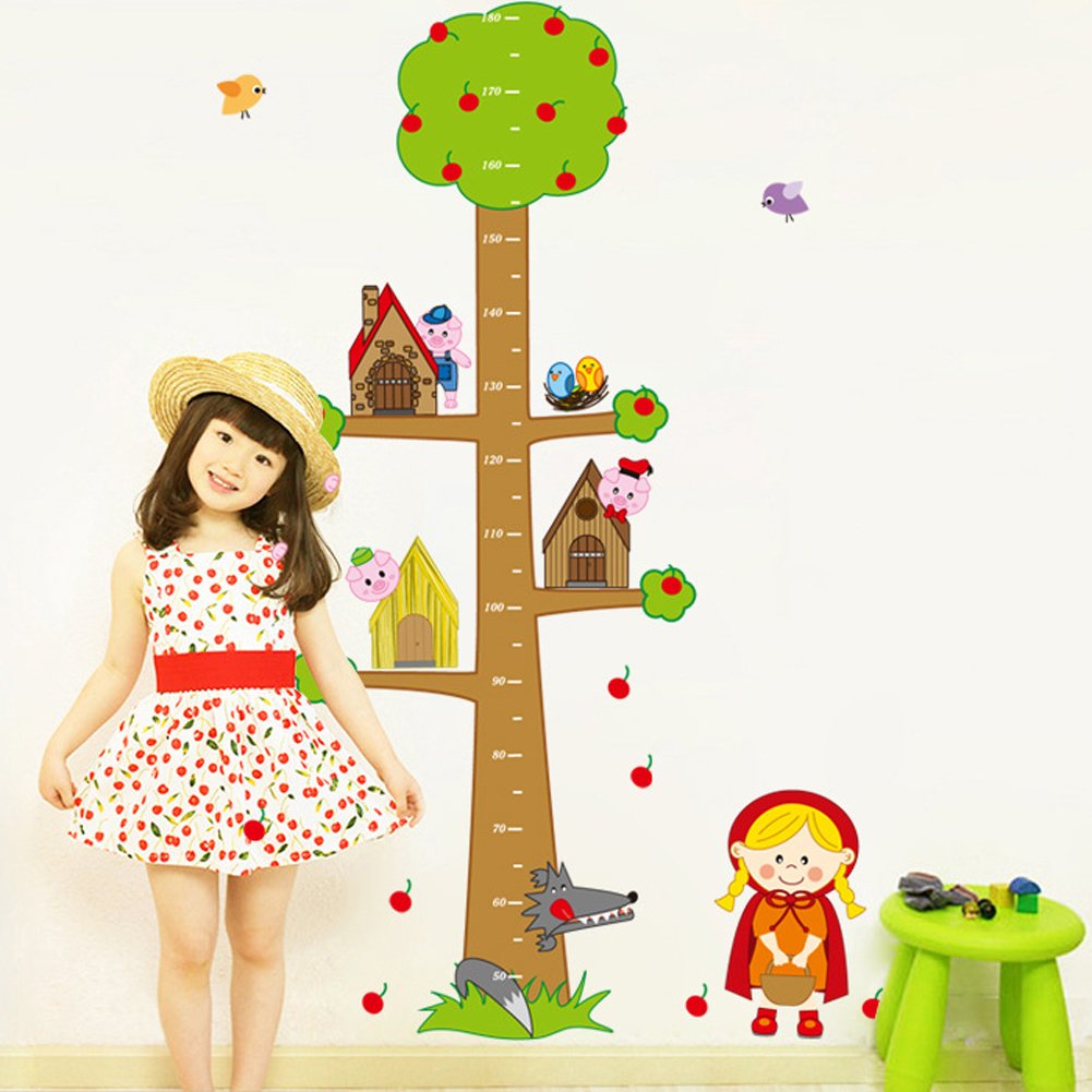 Abc 1038 Kid's Little Red Riding Hood and Tree Height Chart Wall Stickers