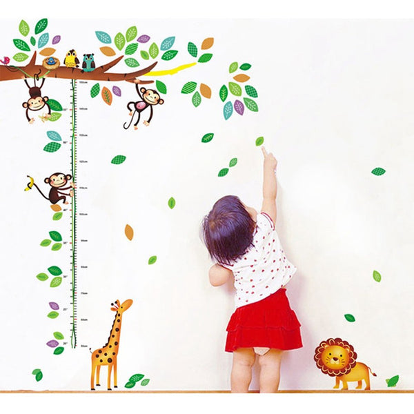TOYMYTOY Height Measuring Tree Wall Sticker Removable Animal Growth Chart Han0ding Ruler Wall Decal Kids Nursery Wall Sticker  size 60x90 nc037