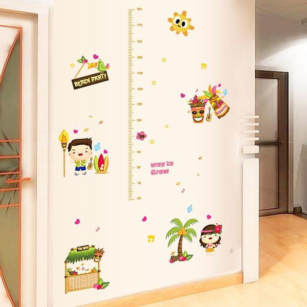 BEST OF BEST Beach Party Height Measurement Wall Sticker Home Decal Removable PVC Murals Wallpaper Girls Boys Kids Baby Nursery Bedroom Living Room Bathroom Kitchen Window Playroom Decor