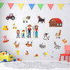 Family Farm Adhesive Wall Decals - Wall Décor Stickers for Kids & Toddlers Include Farm Animals, Pig, Rooster & More - Reusable Wall Decor for Bedroom, Living Room, Nursery, Classroom