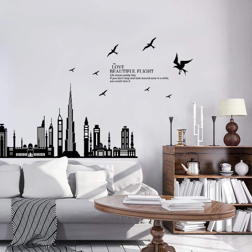 Dubai Buildings Wall Sticker Black Architectural Wall Paper PVC Removeable Wall Art Decor – Online Shopping Pakistan, Nail Art in Pakistan, Wall Stickers