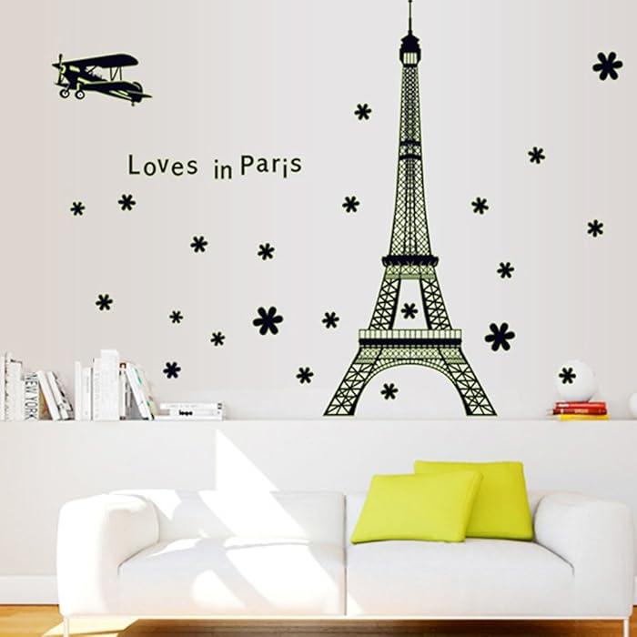 Romantic Paris Eiffel Tower Love In Pairs  Wall Stickers