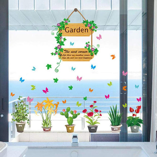 Sk7066 kuke Wall Stickers Colorful Flowers Plants Pattern Sofa Stairs Decorative Painting Transparent Film Stickers