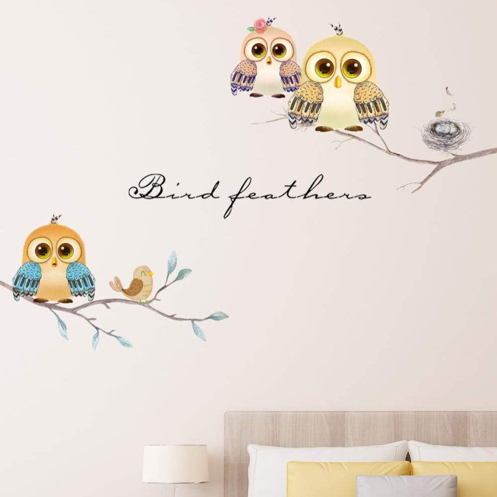 Owl Wall Stickers DIY Art Self Adhesive Wall Stickers Wall Stickers for Bedrooms for Girls, for Wall Window Furniture Kitchen Window Hallway - A