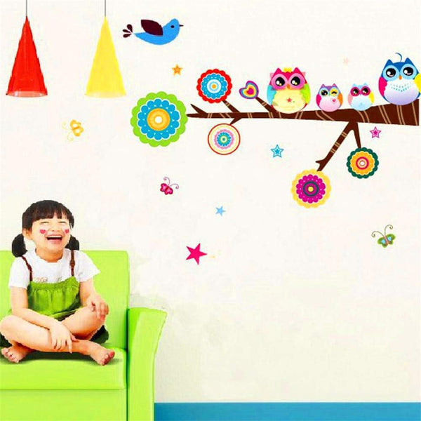 Decals Design 'Lovely Star Owl Family' Wall Sticker (PVC Vinyl, 25 cm x 70 cm), Multicolour