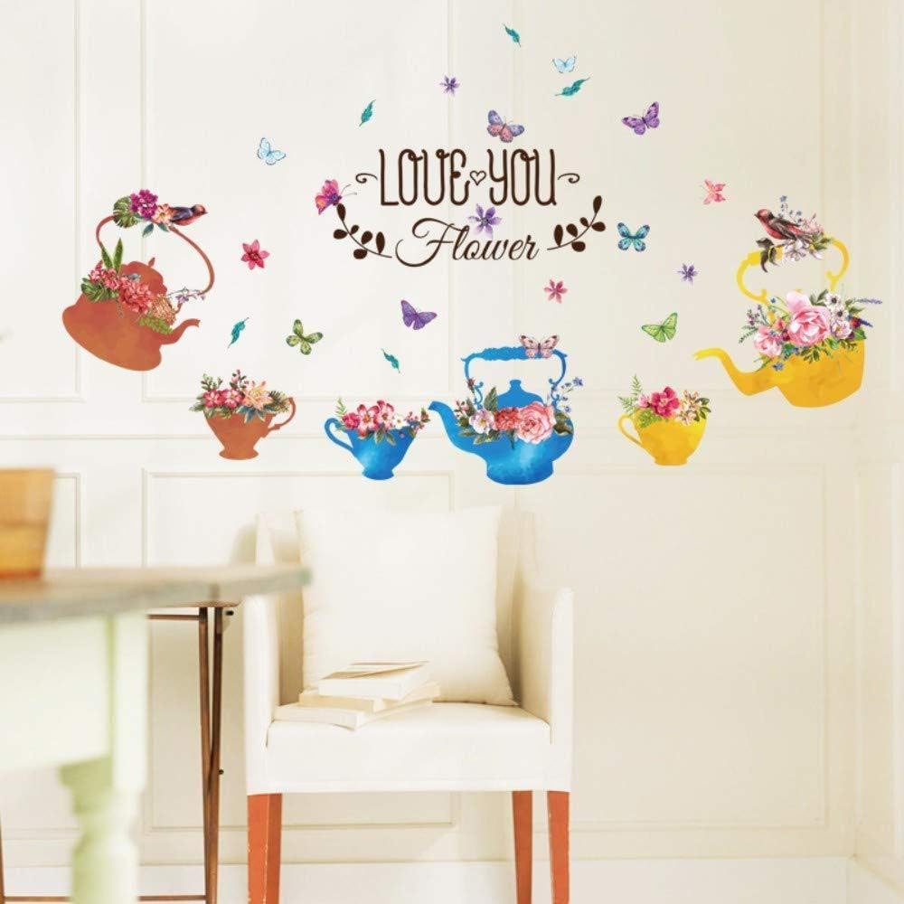 Wall Stickers, Hand Painted Flower Pots for Kids Rooms Children's Room Bedroom Bathroom Kitchen Window Home Decor Art Decal size 50x70 sk7105
