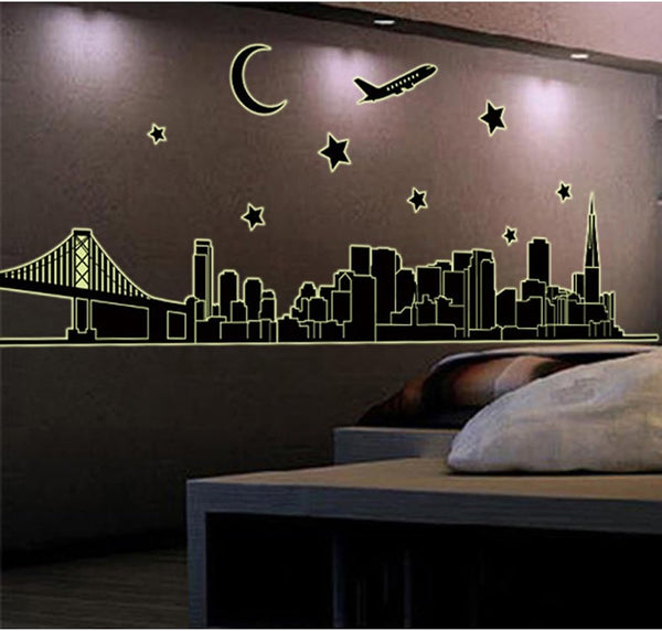 Night City Wall Stickers Removable Home Decor PVC Wall Decals Art Mural Child Boys Girls Kids Bedroom Kitchen Decoration Poster size 60x90 abq9601