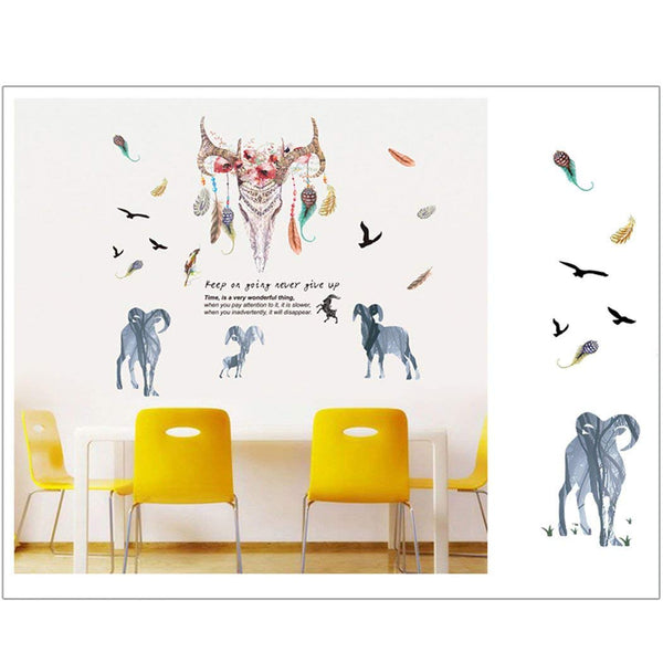 Imported Wall Sticker Decor Sticker Removable DIY Goat Head Wall Decal fo Decor One Size