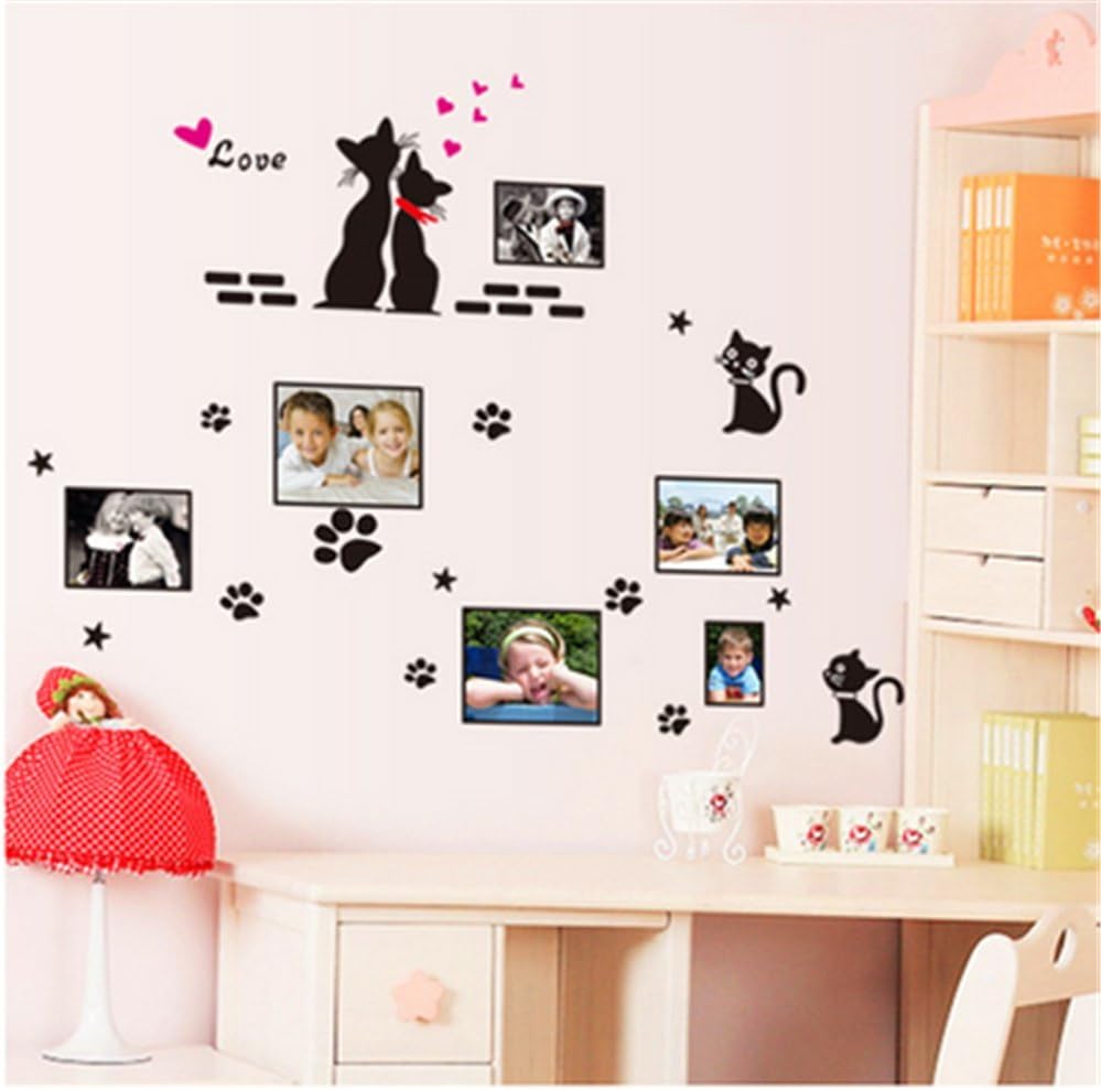 Ay7134 Cat Wall Stickers Cartoon Love Cat Photo Frame