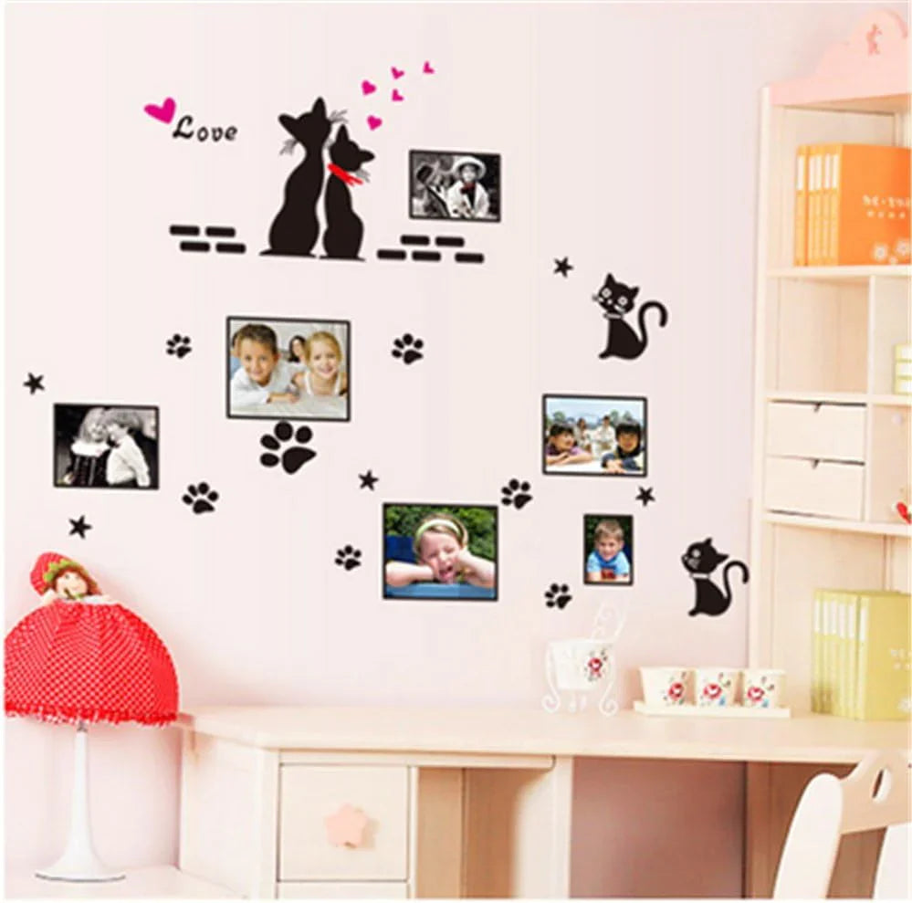 Cat Wall Stickers Cartoon Love Cat Photo Frame size 50x70 am7051