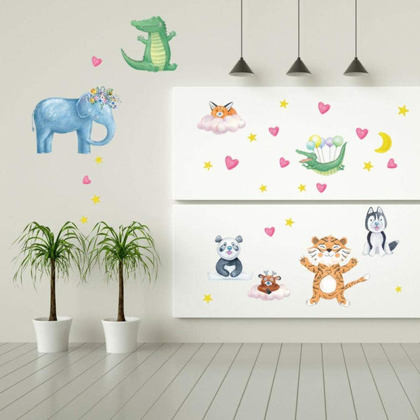 Cartoon Animal Living Room Children Kids Bedroom Nursery Kindergarten Removable Door Wall Stickers Poster Decal Decor Mural