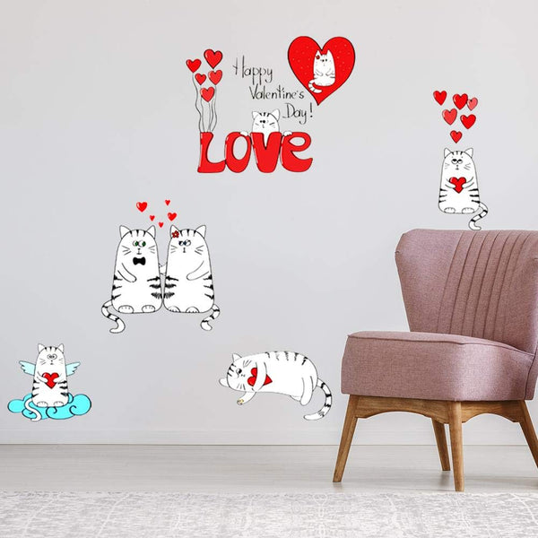 Cute Cartoon Cat Wall Stickers Cupboard Room Glass Windows Decals SK5002