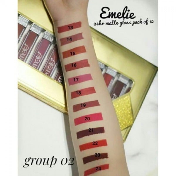 emilie Life's a Peach Matte Lip Gloss - Pack Of 12 - Waterproof Lip Gloss Colour Stay  emlgmiz7c-8