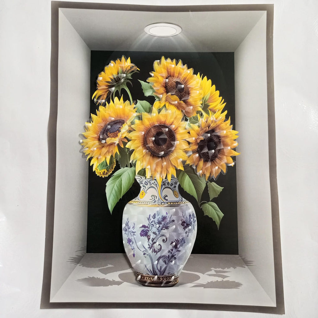 3D Aweosome Sunflower Chinese Style Flower Classical Vase Wall Sticker HM-FX001