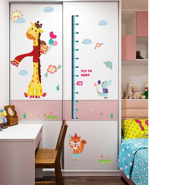 Sk9151 Cartoon Giraffe Height Kids Wall Sticker