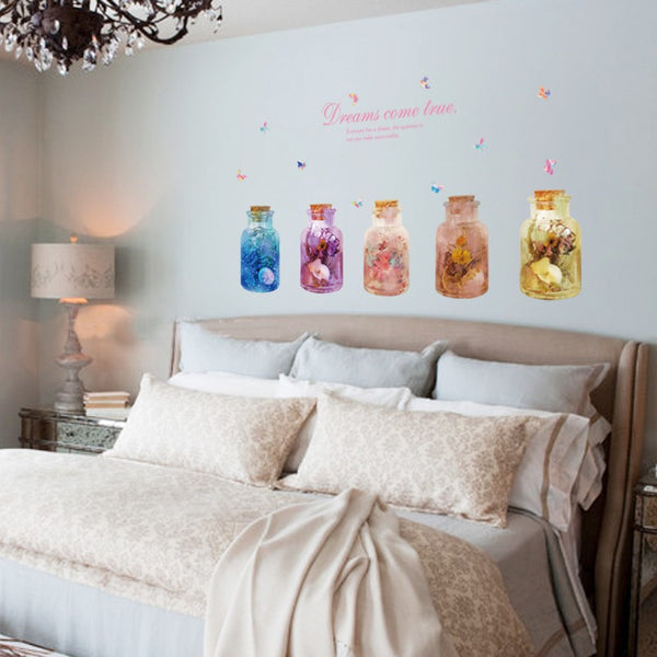 Hm31004 Dream Flower Glass Bottle Wall Sticker