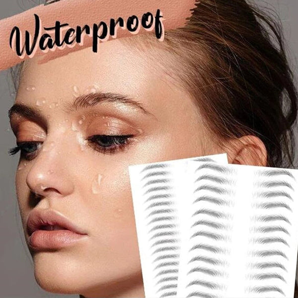 2 Pair Water Transfer 6D Eyebrows Sticker Semi-Permanent Long Lasting False Brown Eyebrow Tattoo Stickers Eye Makeup Tools ssfrbks4h-a