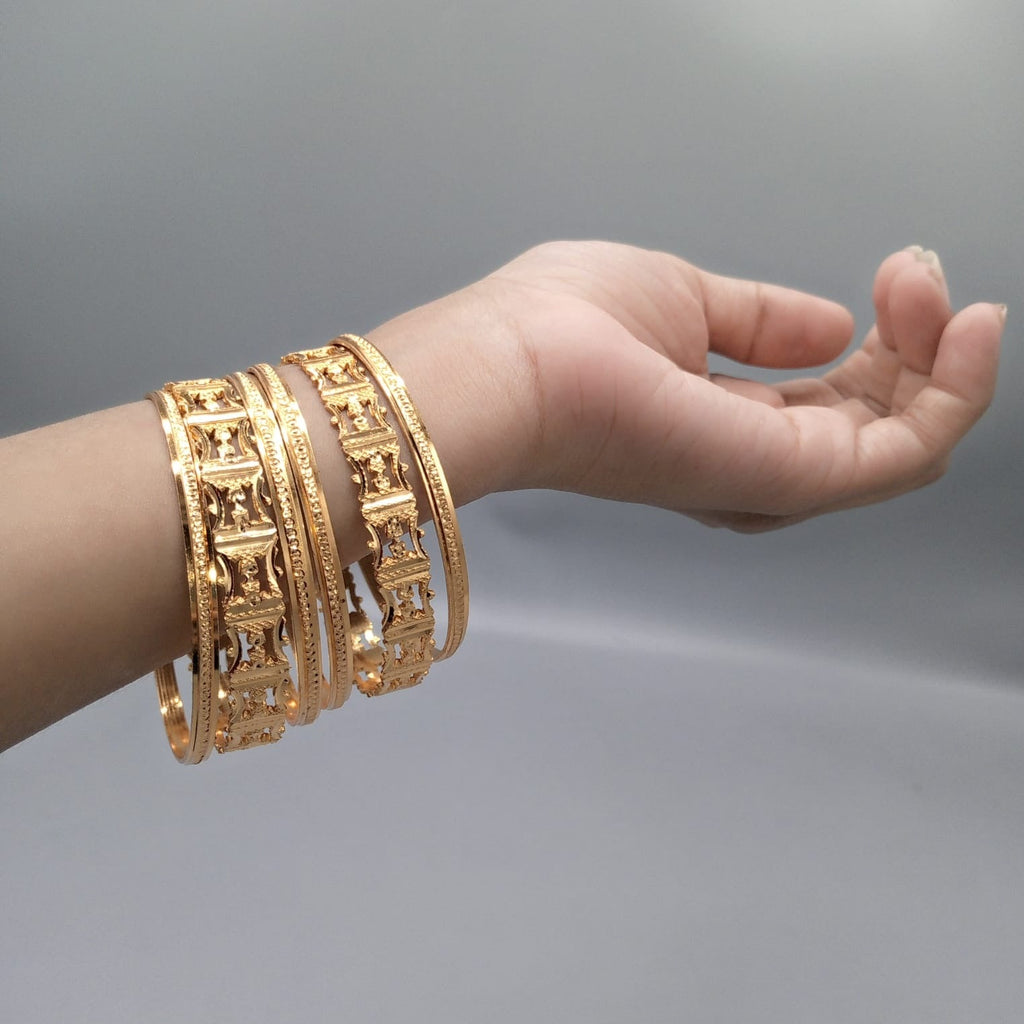 Set Of 6 - Gold Plated Bangles - Golden bl24gde4a-5