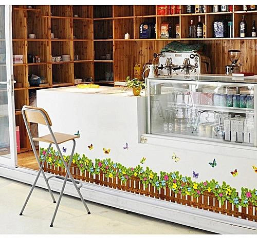 1PCS Fence Flower Skirting Wall Sticker PVC Transparent Film For Baby Room Wall Decals Kindergarten Room Decor 50*70CM