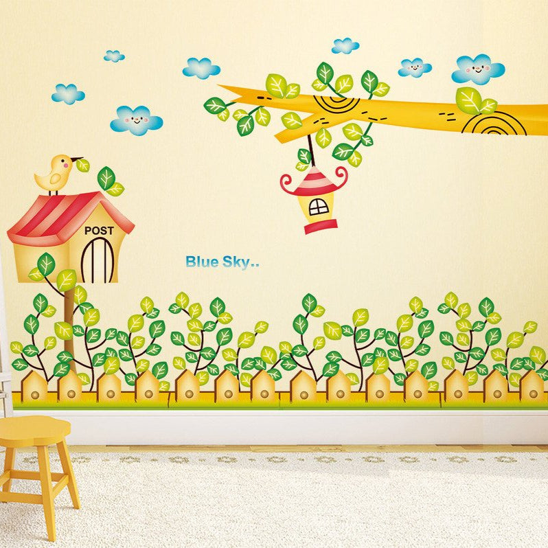 Cartoon Plants Post and Branch with Hanging Lamp' Wall Sticker Decals Design  (PVC Vinyl, ), Multicolour LD2033 Size: 50x70cm