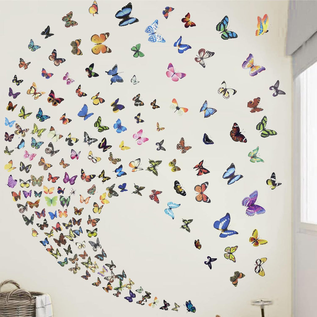 Butterfly Wall Sticker, Peel and Stick Wall Art Decal, Butterfly DIY Craft Decoration for Girl Kid Room Nursery Classroom Bedroom Bathroom Office Decor Aesthetic