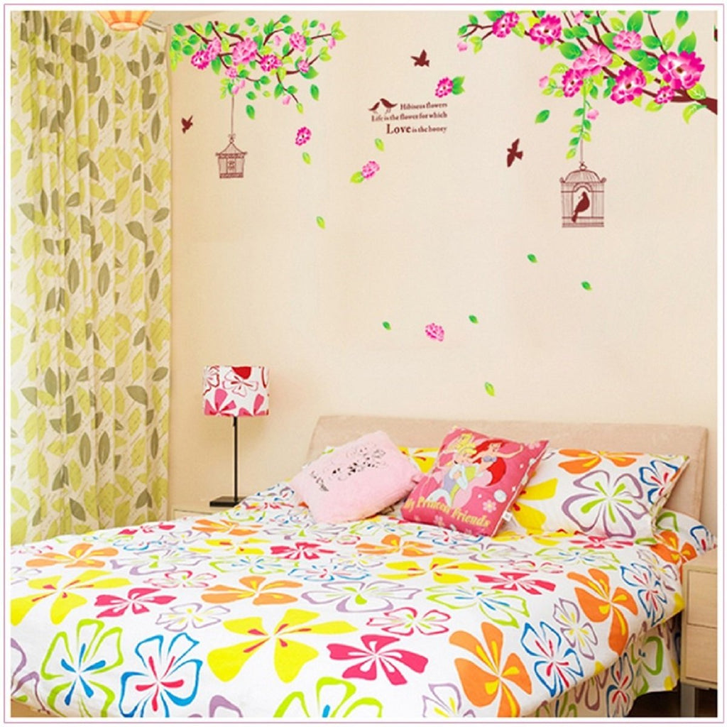 JAAMSO ROYALS Removable Flowers Stickers Pink Peach Wall Sticker size 60x90 am818