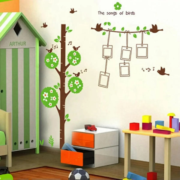 Sweet Memory Character Tree and Green Leafs of Nine Picture Frame and Two Birds for Home Wall  size 60x90 ay879