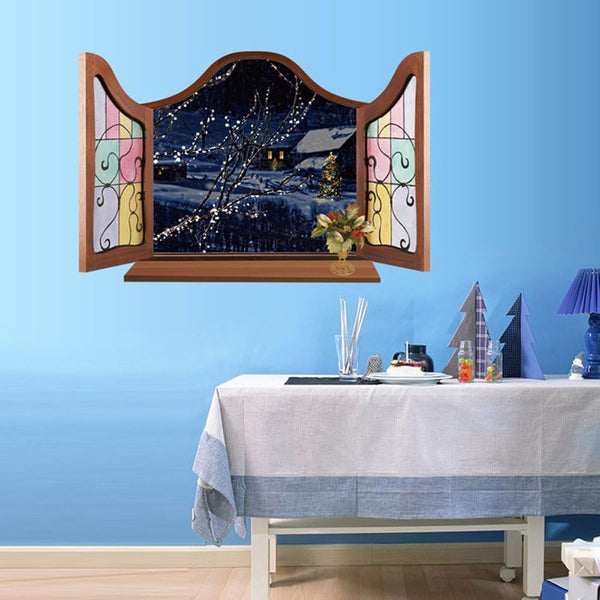 Autocollants muraux 3D pour fenêtre Motif animaux Décoration de maison en PVC Décoration murale pour bébé garçons filles enfants Chambre Cuisine Chambre