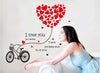 Jm8324 Love Bicycle Big Heart Shape Balloon Wall Decal Sticker for Nursery Room, Living Room, Bedroom