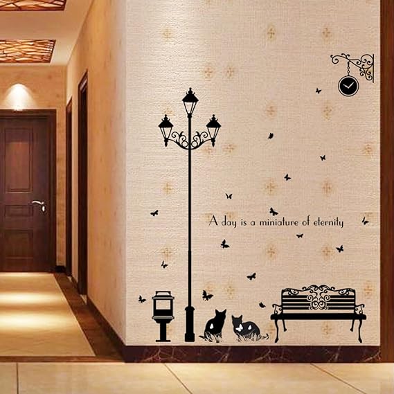 Cortina Dark Cat Black Art Theme Wall Sticker SK9180